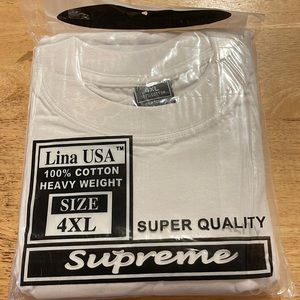 4XL NWT Extra Long White 100% Algodon Cotton double stitched short sleeve tshirt